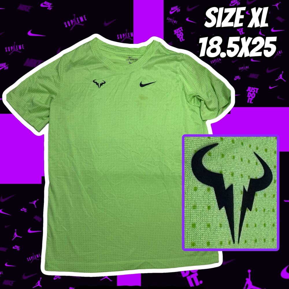 Nike Rafael Nadal Rafa Dri-FIT Tennis Shirt Womens XL Lime V Neck